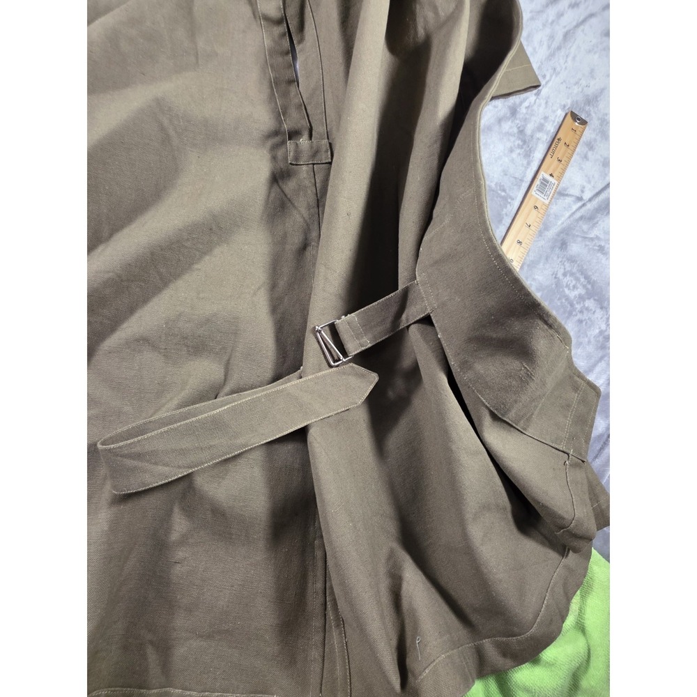 VTG WWII French MILITARY Motorcycle Dispatch Rider Overcoat Canvas Trench Coat - Picture 8 of 10